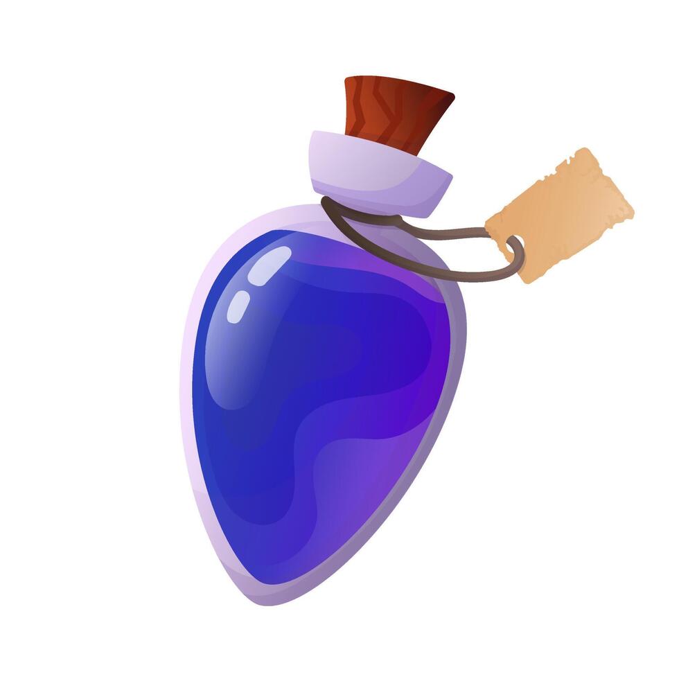 Magic potion. Cartoon game interface elements, alchemist bottles with elixir vector