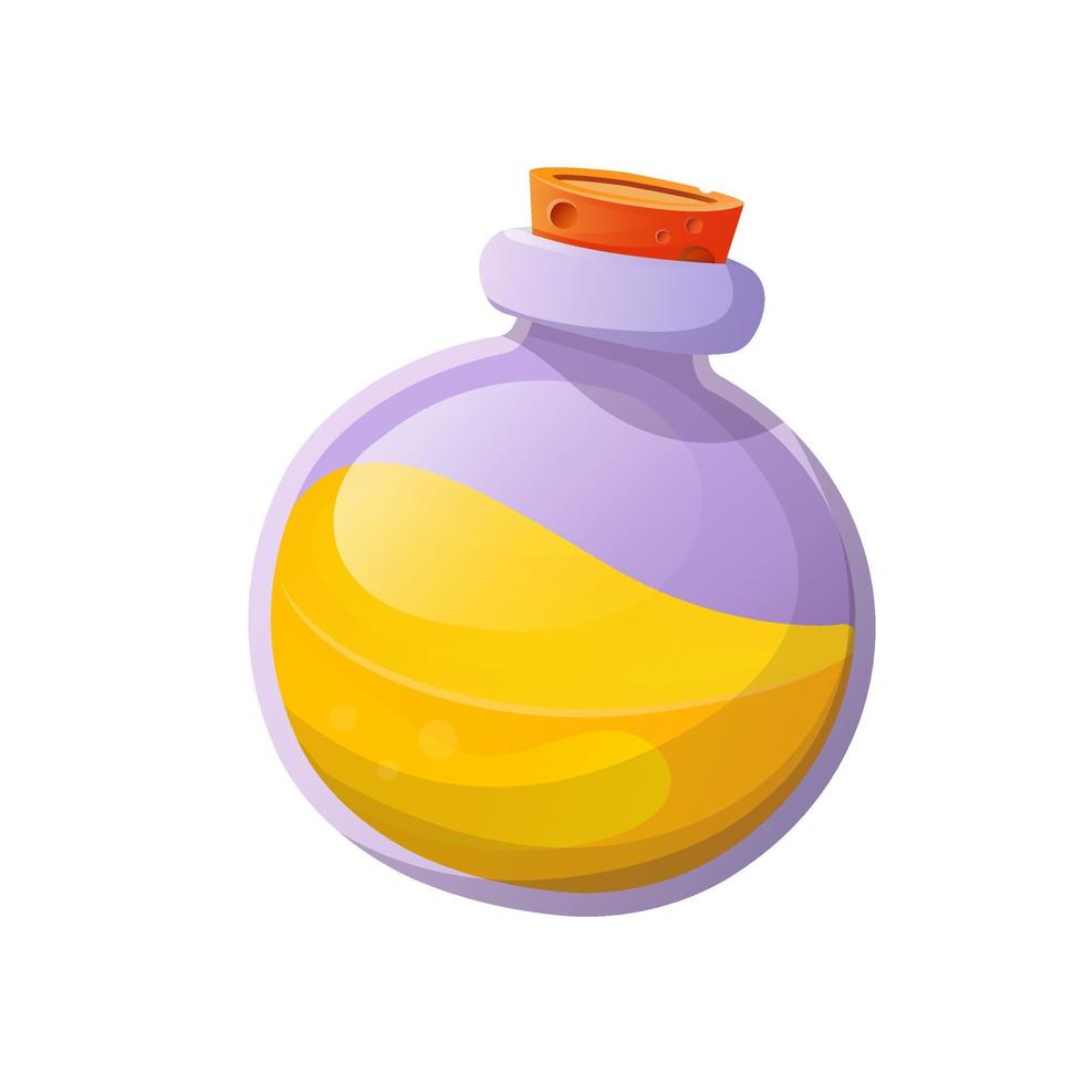 Magic potion. Cartoon game interface elements, alchemist bottles with elixir vector