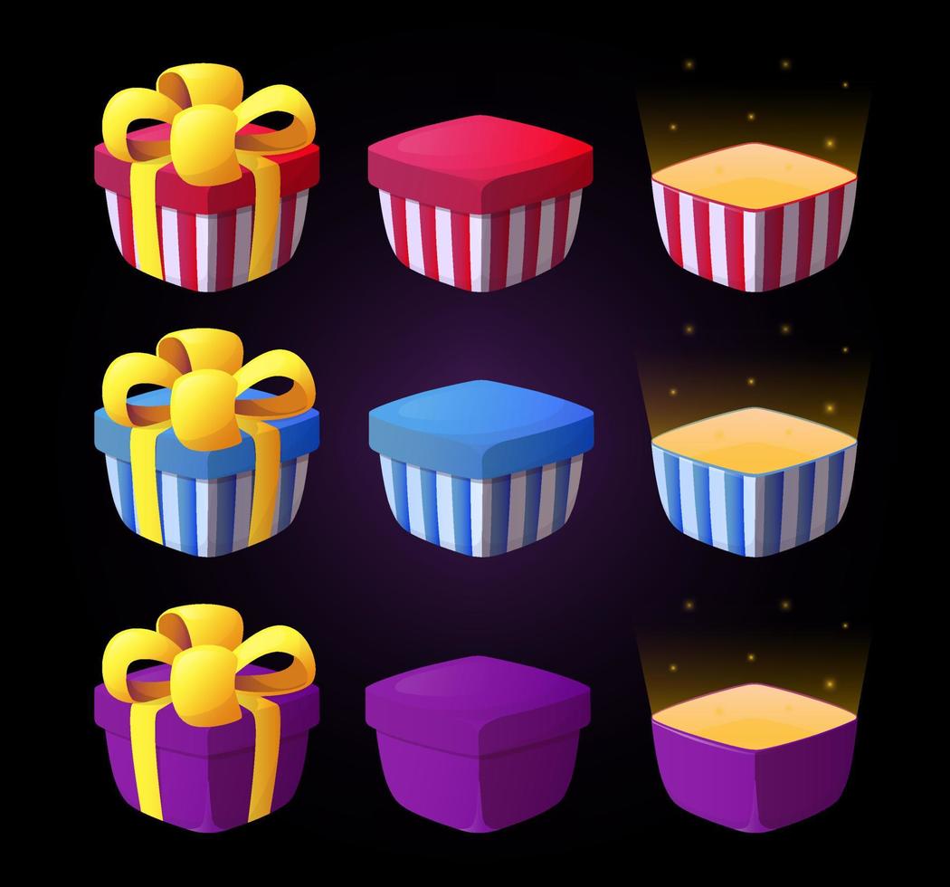 Gift box icon for game interfaces. Award vector icon. Receiving rewards in the game.