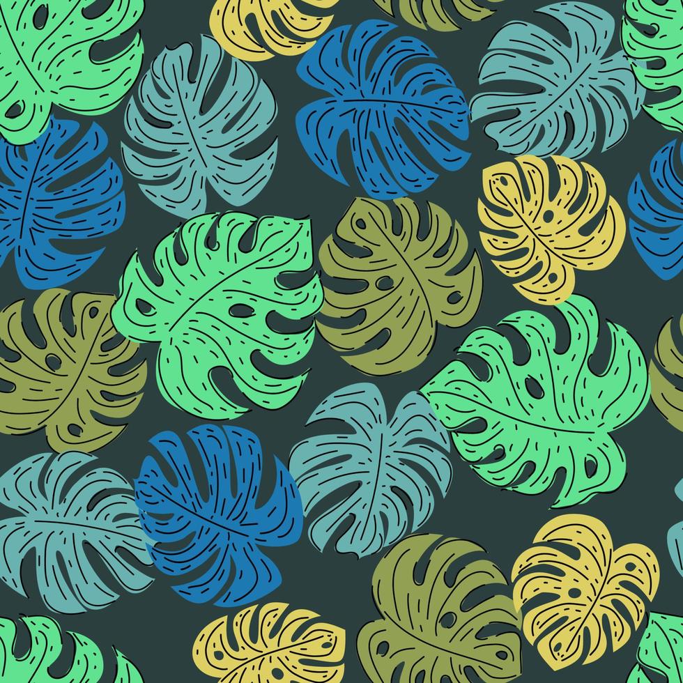 plantas tropicales. hojas de monstera, follaje exótico verde, colección decorativa botánica natural. vector