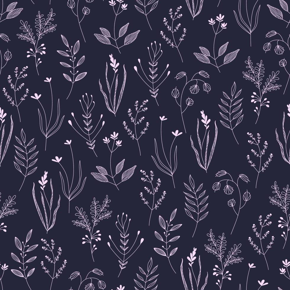 Seamless floral pattern on a dark background. vector
