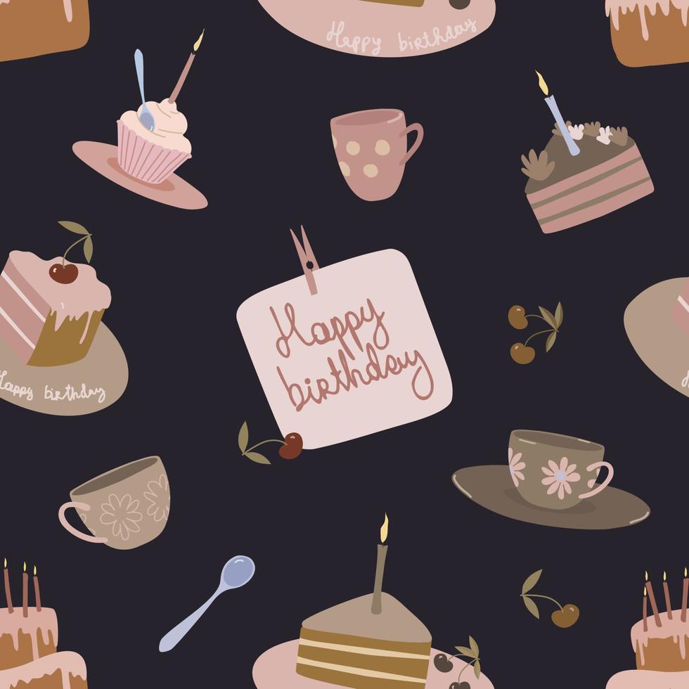 Seamless pattern for birthday and holiday tea party. vector