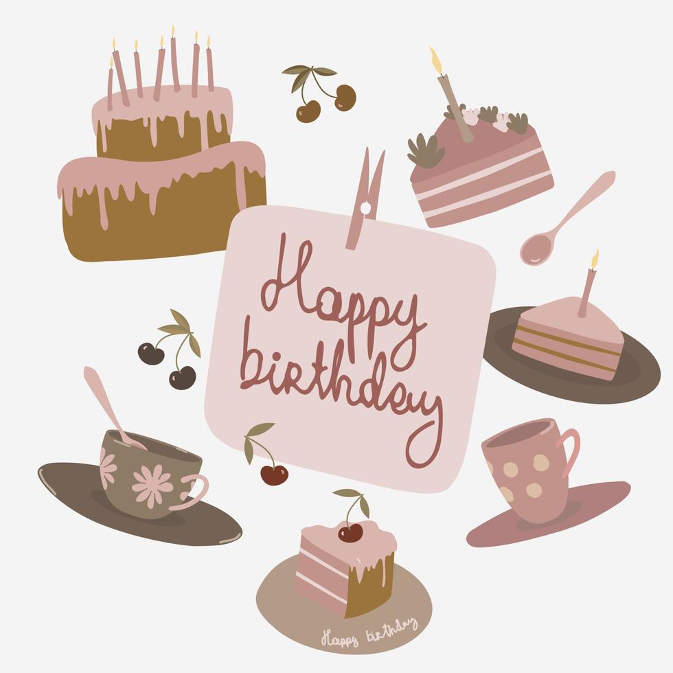 A simple birthday card in chocolate colors. vector
