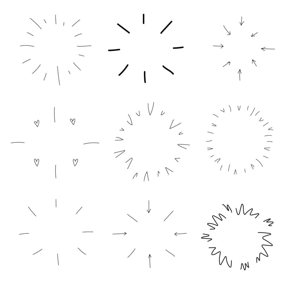 Set of highlight frames in doodle style. vector