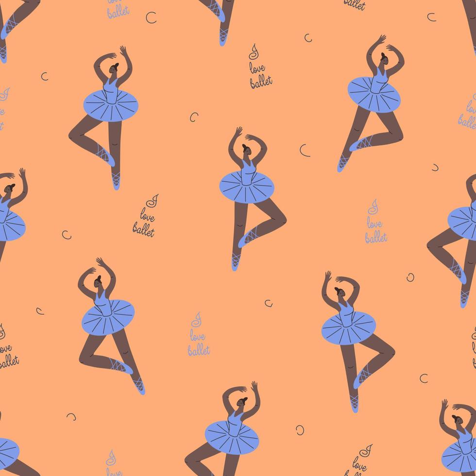 seamless pattern with cheerful african american ballerinas vector