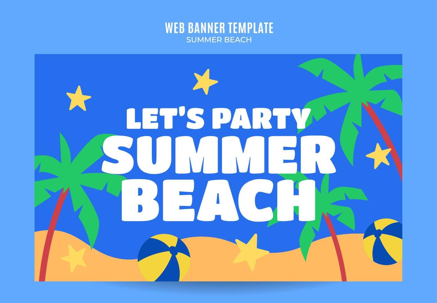 día de verano - banner web de fiesta en la playa para afiche de medios sociales, banner, área espacial y fondo vector