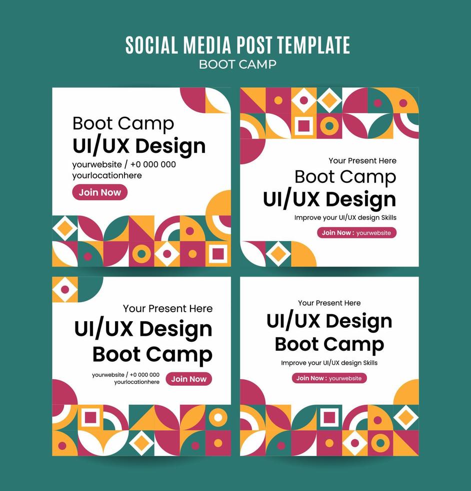 Modern Geometry - Bootcamp Web Banner for Social Media Square Poster, banner, space area and background vector