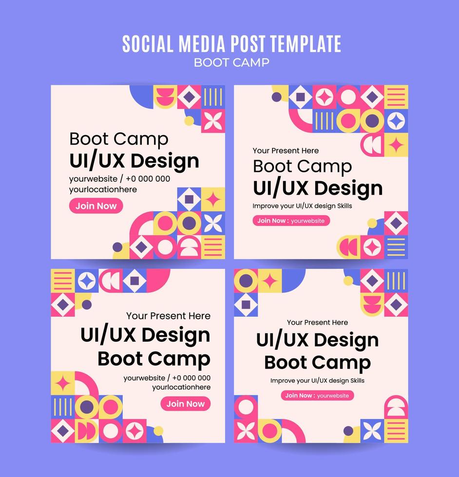 Modern Geometry - Bootcamp Web Banner for Social Media Square Poster, banner, space area and background vector