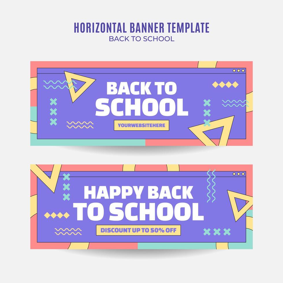 Back to School Web Banner for Social Media Horizontal Poster, banner, space area and background vector