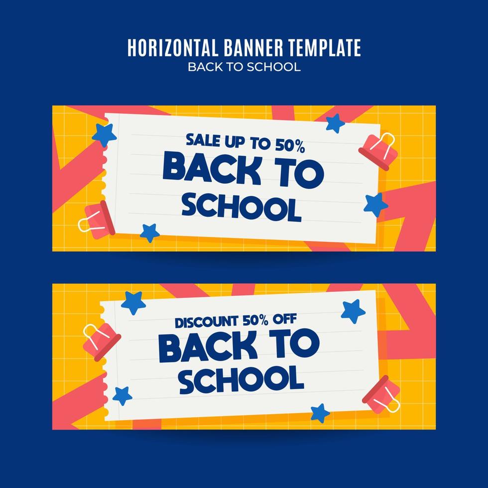 Back to School Web Banner for Social Media Horizontal Poster, banner, space area and background vector