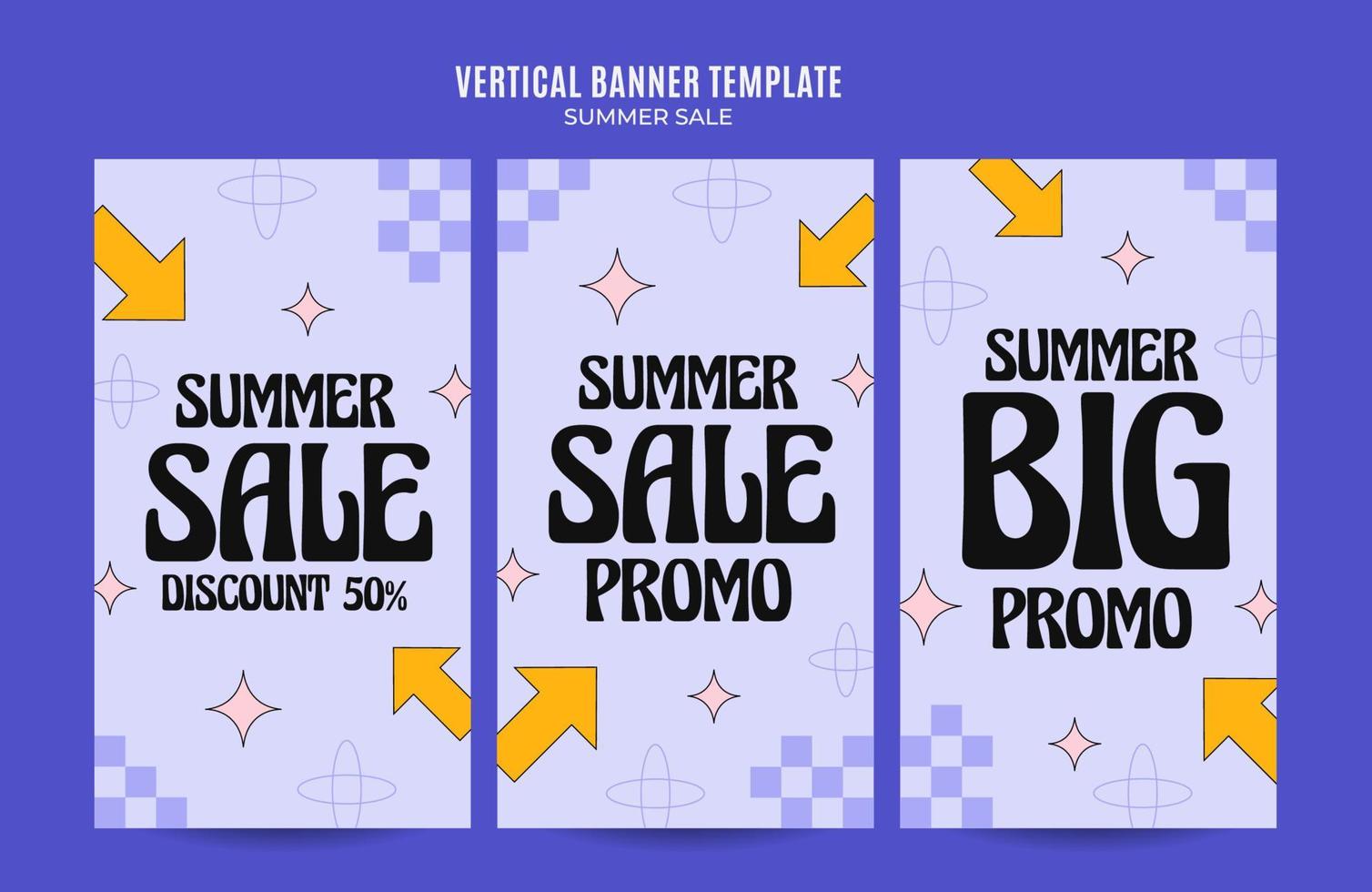 banner web de venta de verano para póster vertical de redes sociales, banner, área espacial y fondo vector