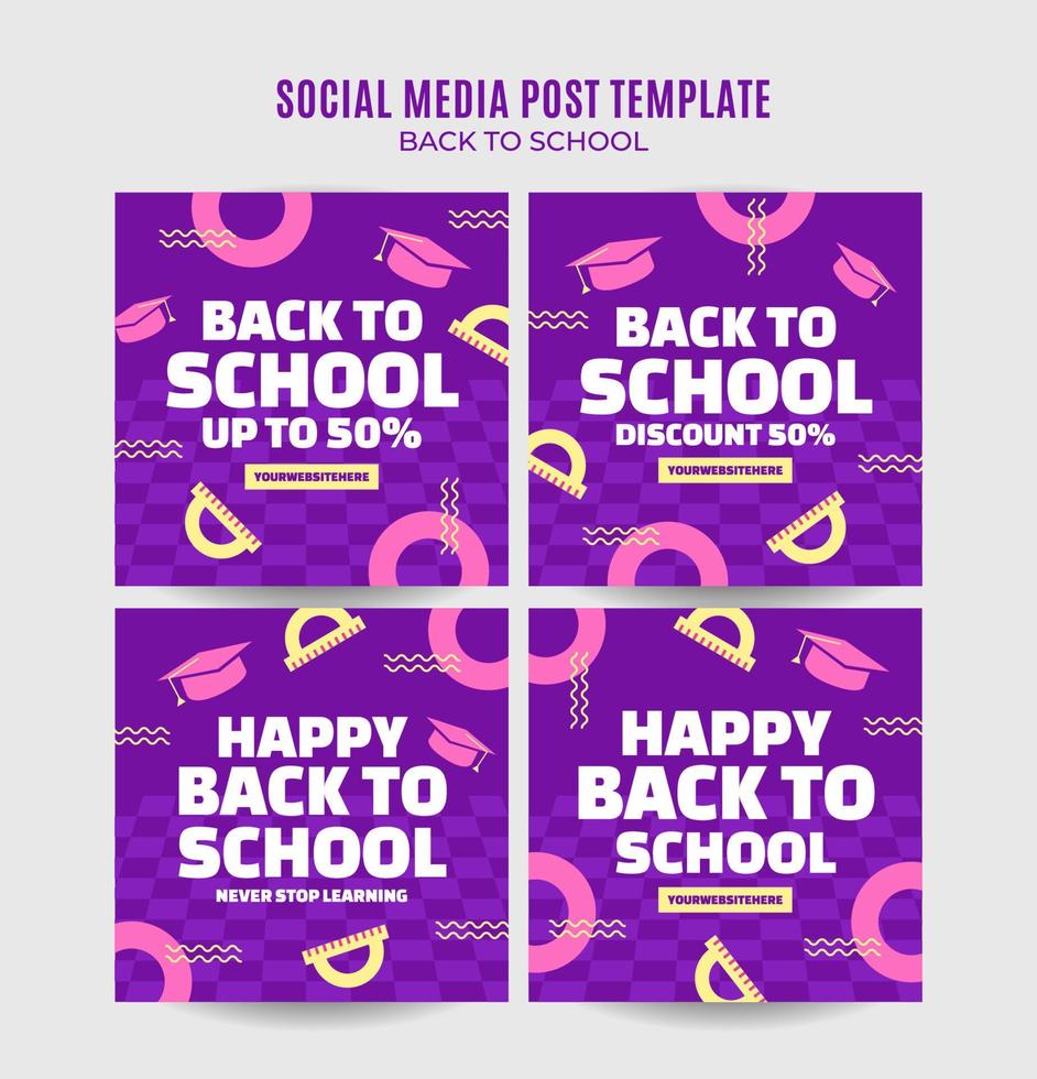 Back to School Web Banner for Social Media Square Poster, banner, space area and background vector