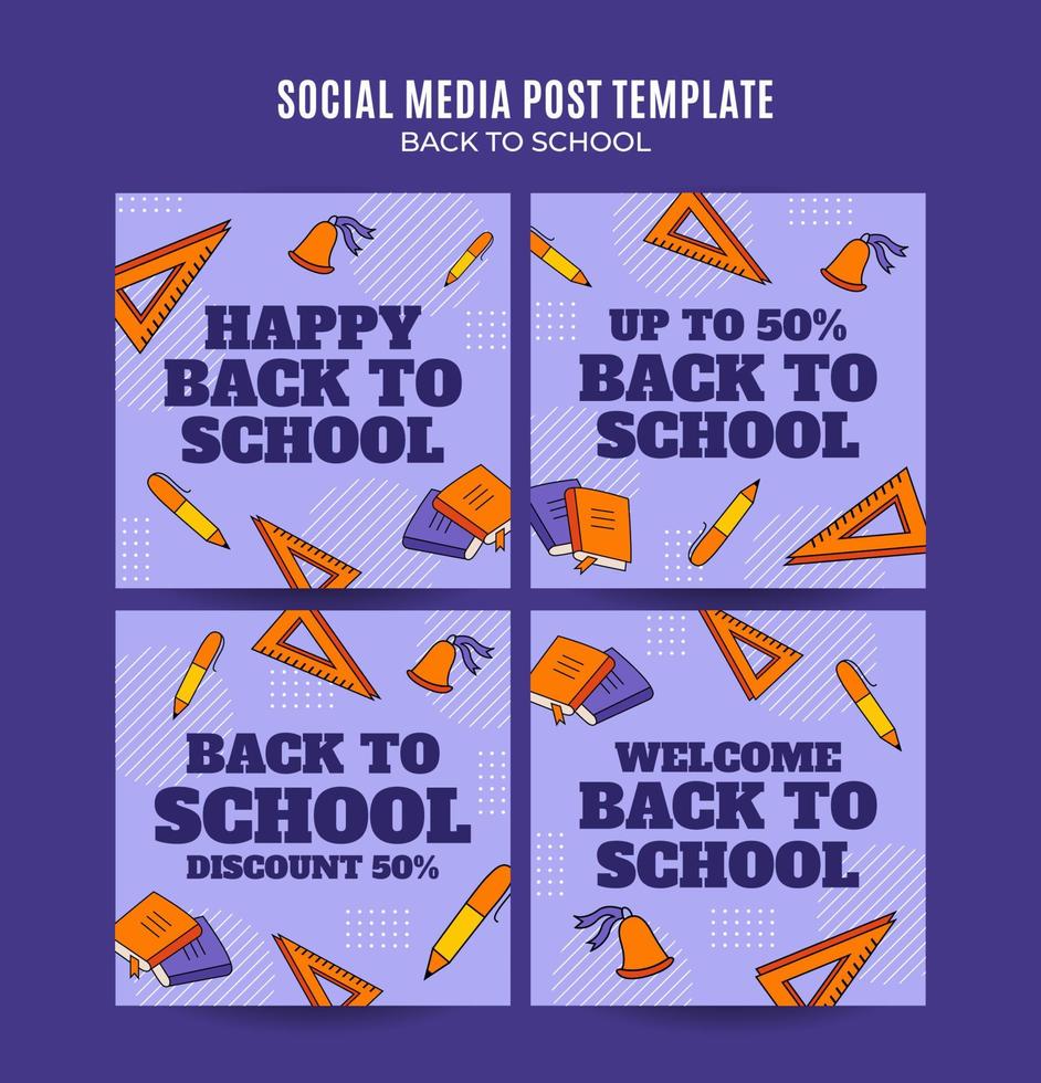 Back to School Web Banner for Social Media Square Poster, banner, space area and background vector