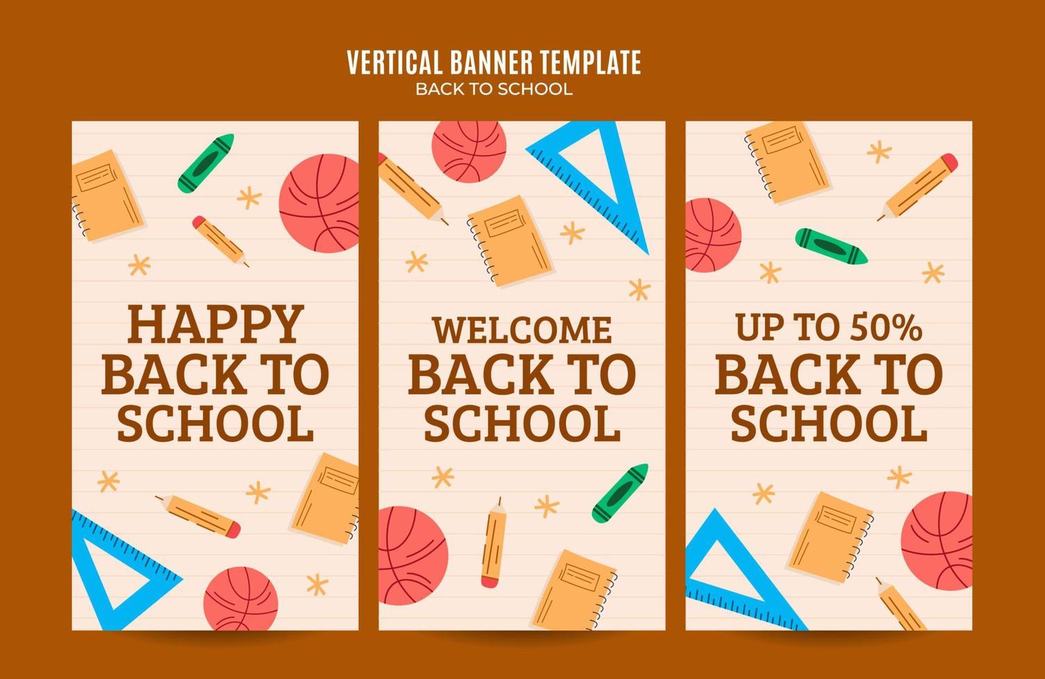 Back to School Web Banner for Social Media Vertical Poster, banner, space area and background vector