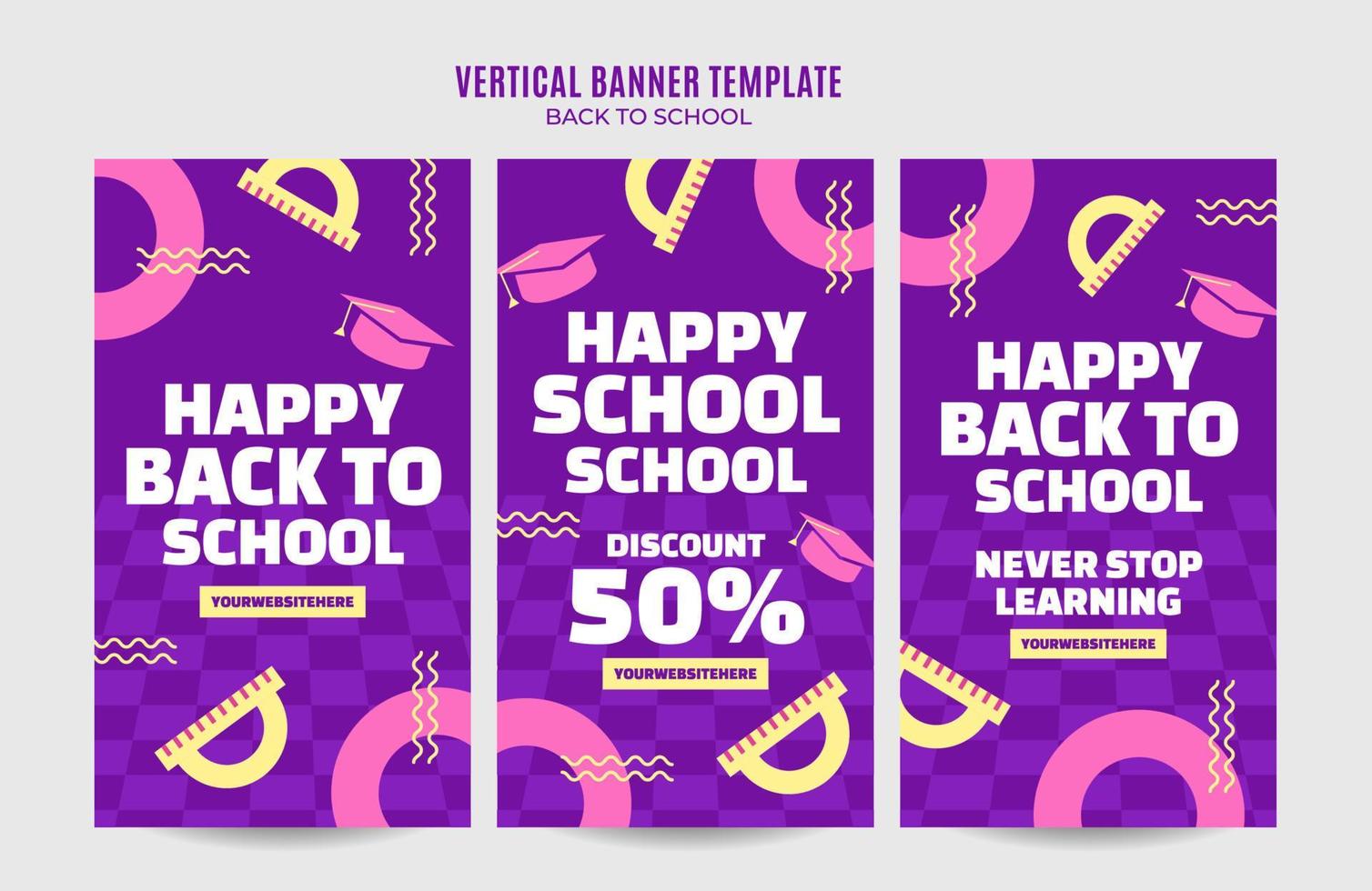 Back to School Web Banner for Social Media Vertical Poster, banner, space area and background vector