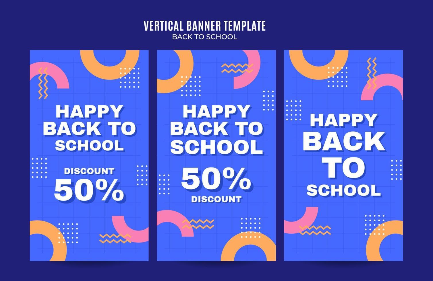 Back to School Web Banner for Social Media Vertical Poster, banner, space area and background vector