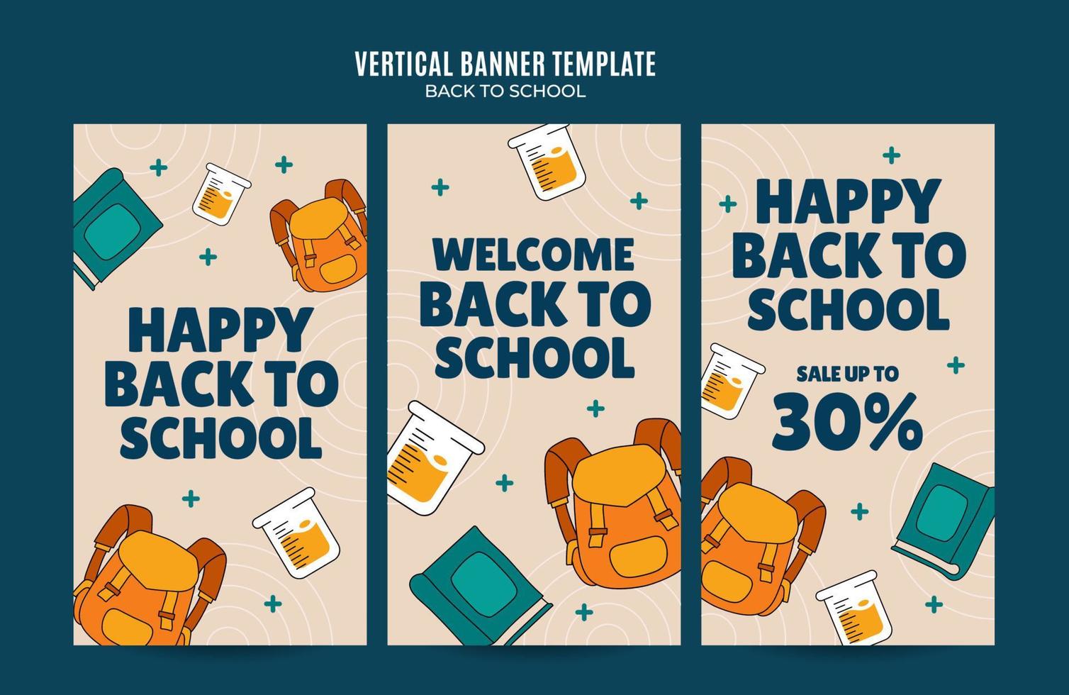 Back to School Web Banner for Social Media Vertical Poster, banner, space area and background vector