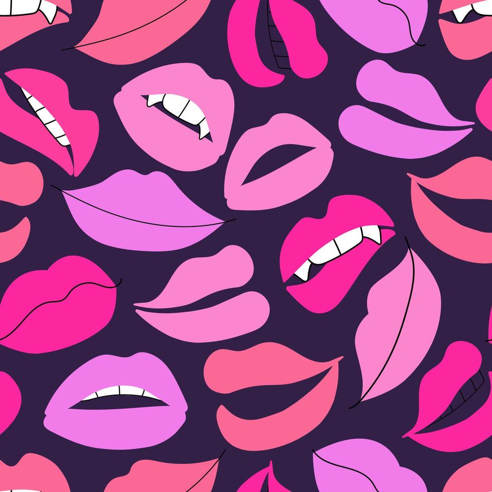 Seamless vector pattern with lips. Diversity concept.
