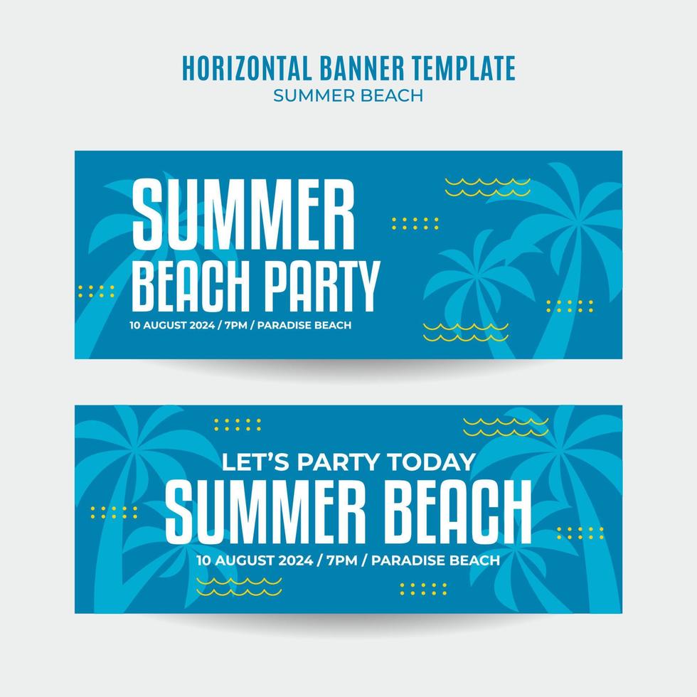 Summer Day - Beach Party Web Banner for Social Media Horizontal Poster, banner, space area and background vector