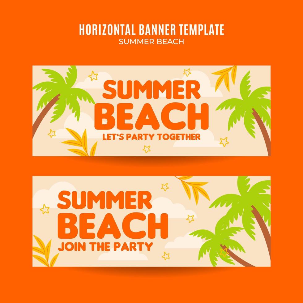 Summer Day - Beach Party Web Banner for Social Media Horizontal Poster, banner, space area and background vector