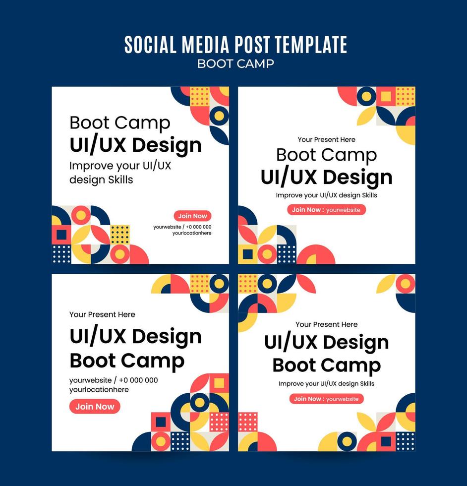 Modern Geometry - Bootcamp Web Banner for Social Media Square Poster, banner, space area and background vector