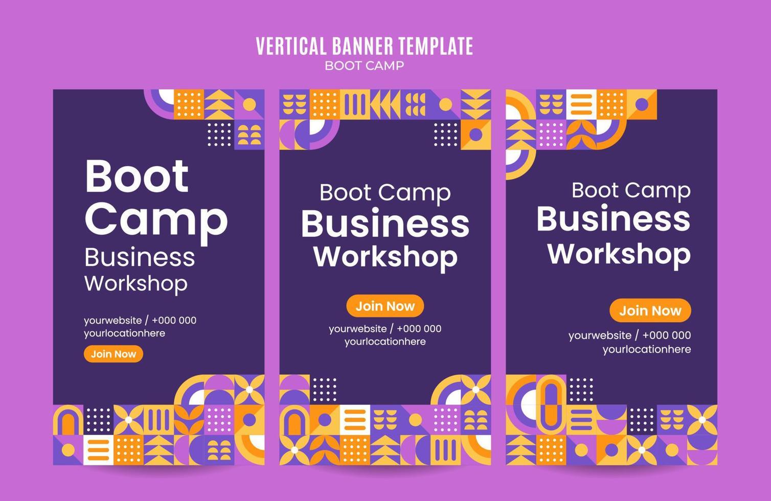 Modern Geometry - Bootcamp Web Banner for Social Media Vertical Poster, banner, space area and background vector