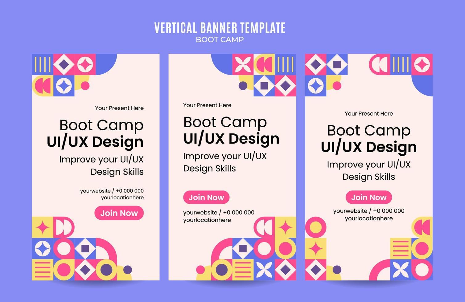 Modern Geometry - Bootcamp Web Banner for Social Media Vertical Poster, banner, space area and background vector