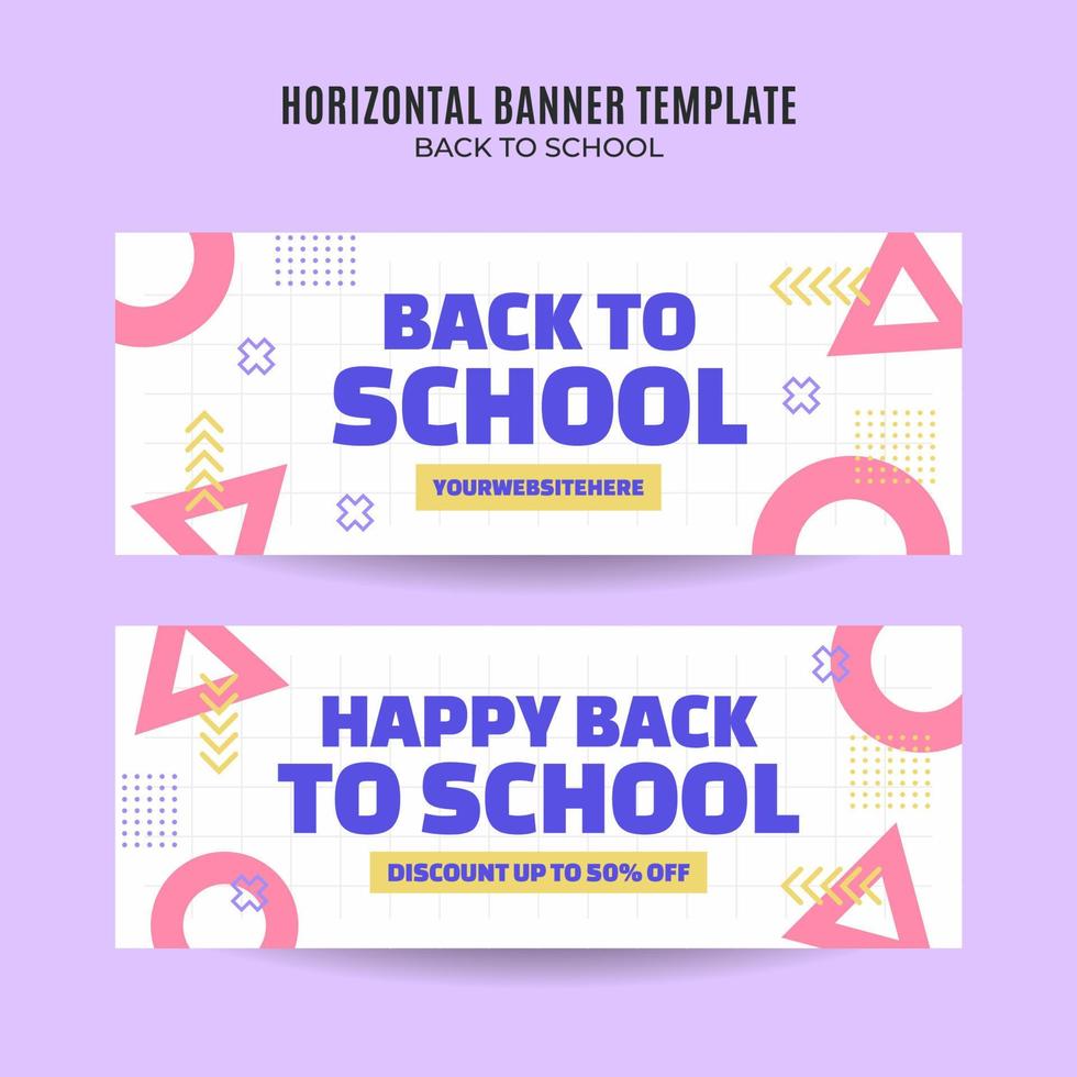 Back to School Web Banner for Social Media Horizontal Poster, banner, space area and background vector
