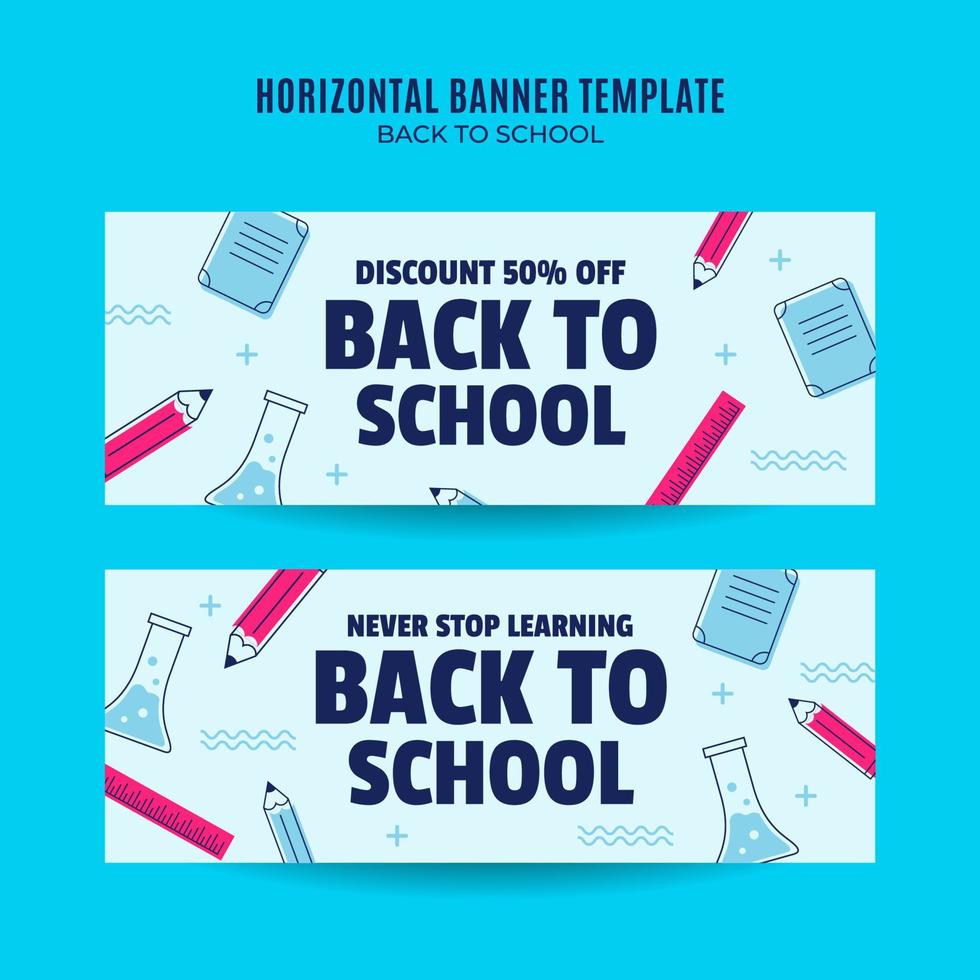 Back to School Web Banner for Social Media Horizontal Poster, banner, space area and background vector