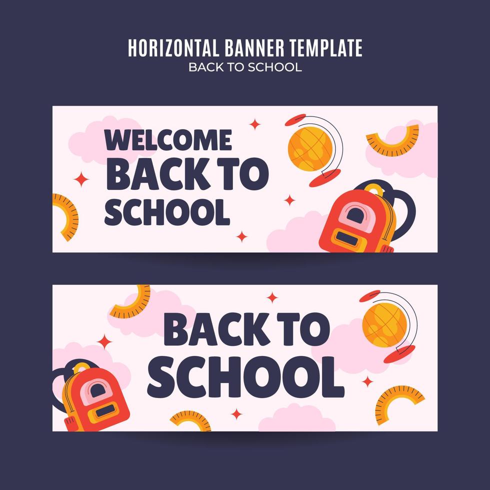 Back to School Web Banner for Social Media Horizontal Poster, banner, space area and background vector