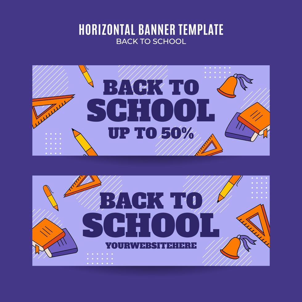 Back to School Web Banner for Social Media Horizontal Poster, banner, space area and background vector