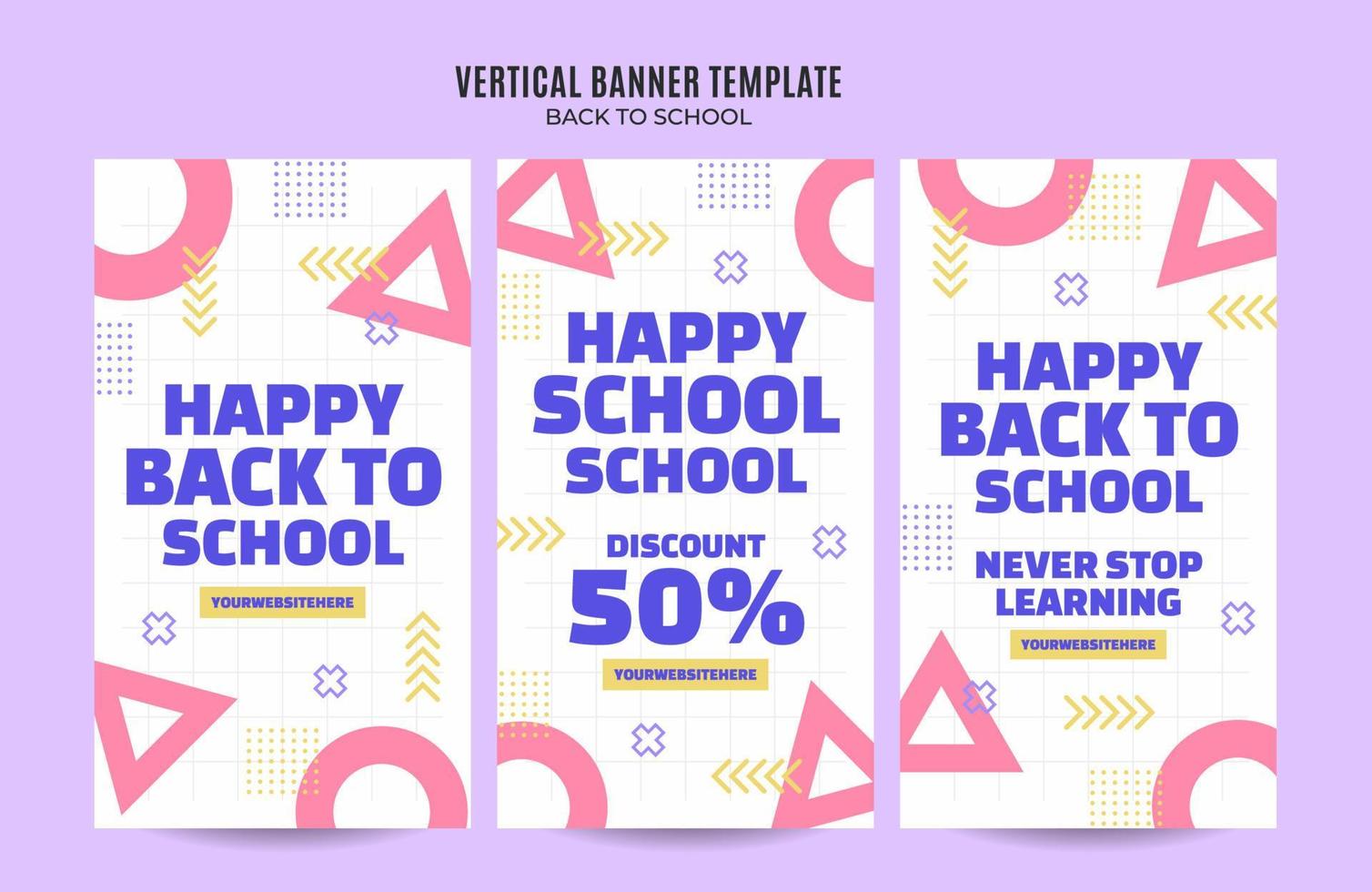 Back to School Web Banner for Social Media Vertical Poster, banner, space area and background vector