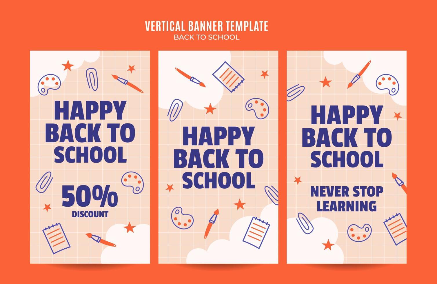Back to School Web Banner for Social Media Vertical Poster, banner, space area and background vector