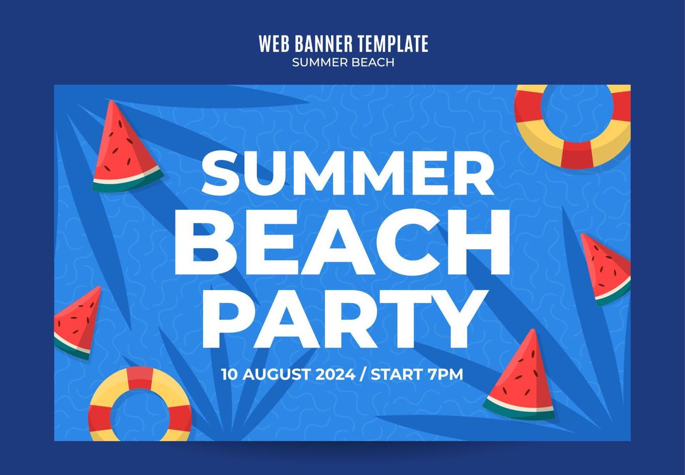 Summer Day - Beach Party Web Banner for Social Media Poster, banner, space area and background vector