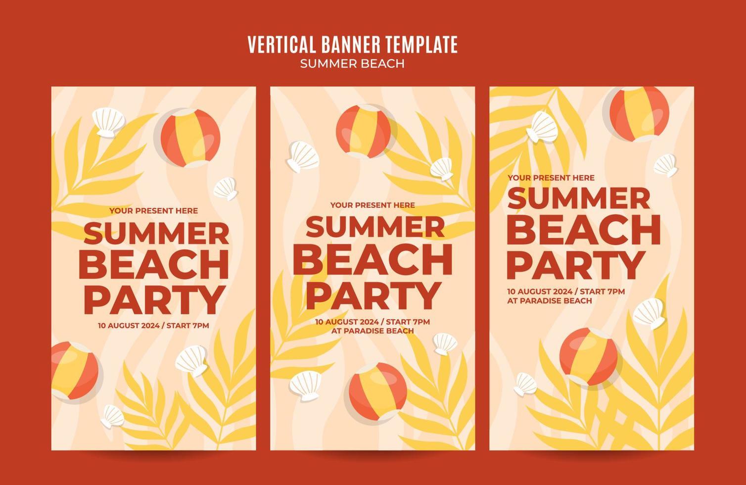 Summer Day - Beach Party Web Banner for Social Media Vertical Poster, banner, space area and background vector