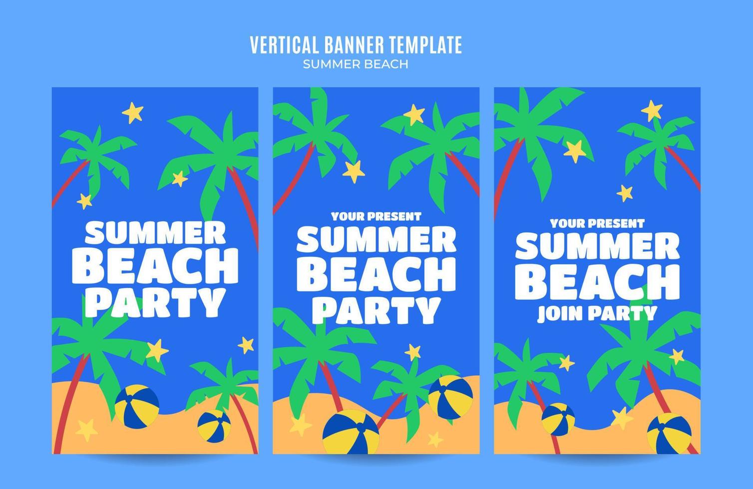 Summer Day - Beach Party Web Banner for Social Media Vertical Poster, banner, space area and background vector