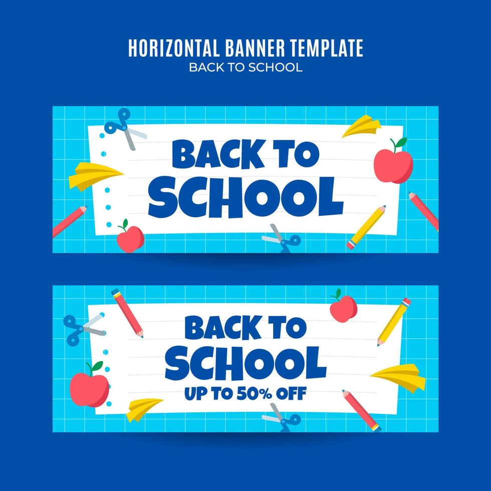 Back to School Web Banner for Social Media Horizontal Poster, banner, space area and background vector