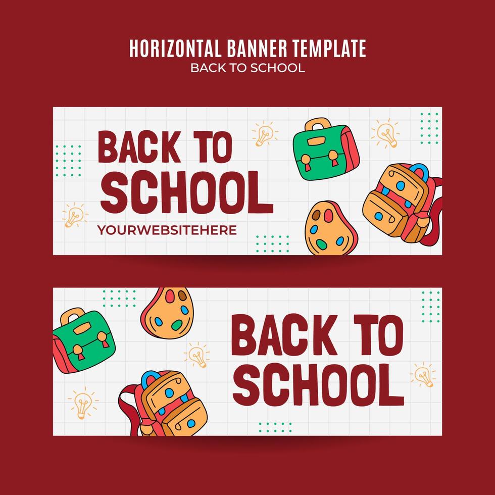 Back to School Web Banner for Social Media Horizontal Poster, banner, space area and background vector