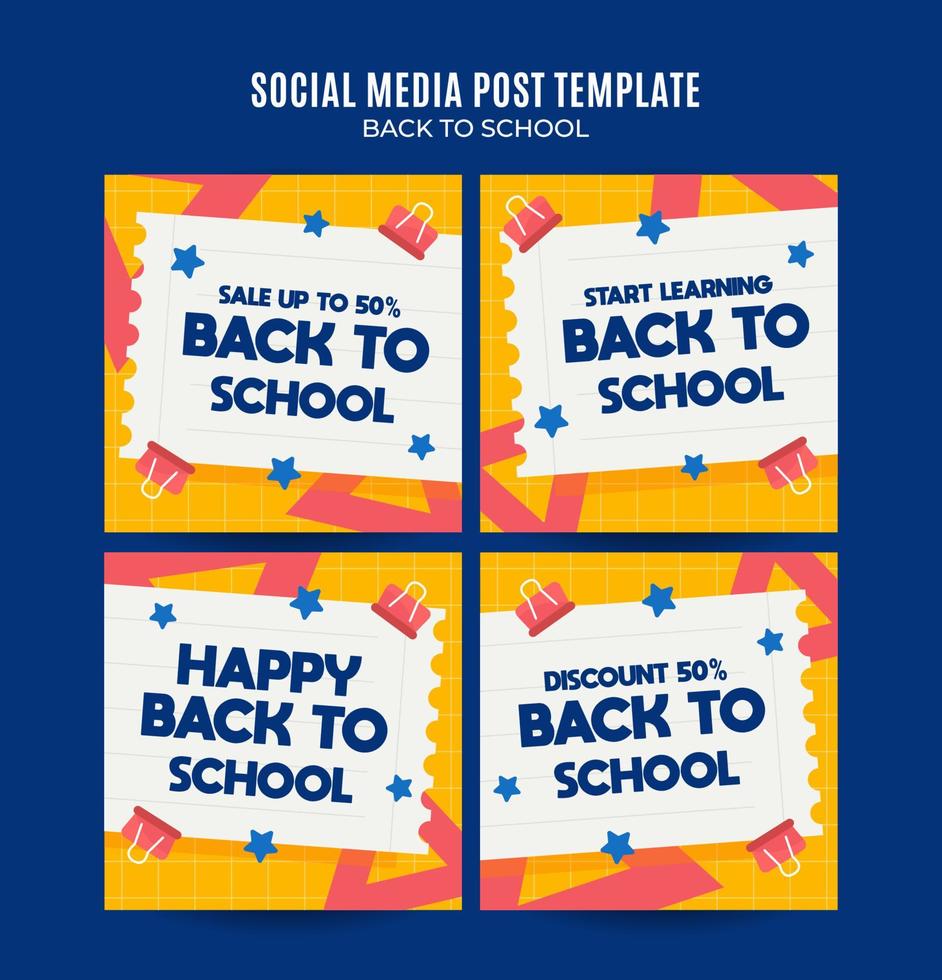 Back to School Web Banner for Social Media Square Poster, banner, space area and background vector