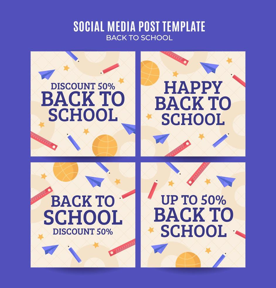 Back to School Web Banner for Social Media Square Poster, banner, space area and background vector