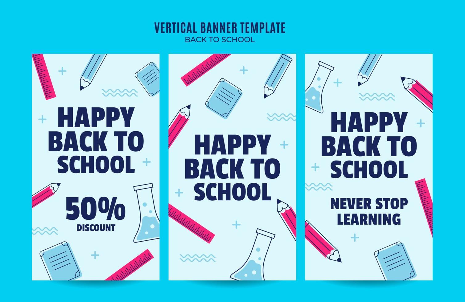 Back to School Web Banner for Social Media Vertical Poster, banner, space area and background vector