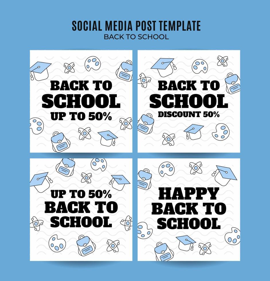 Back to School Web Banner for Social Media Square Poster, banner, space area and background vector