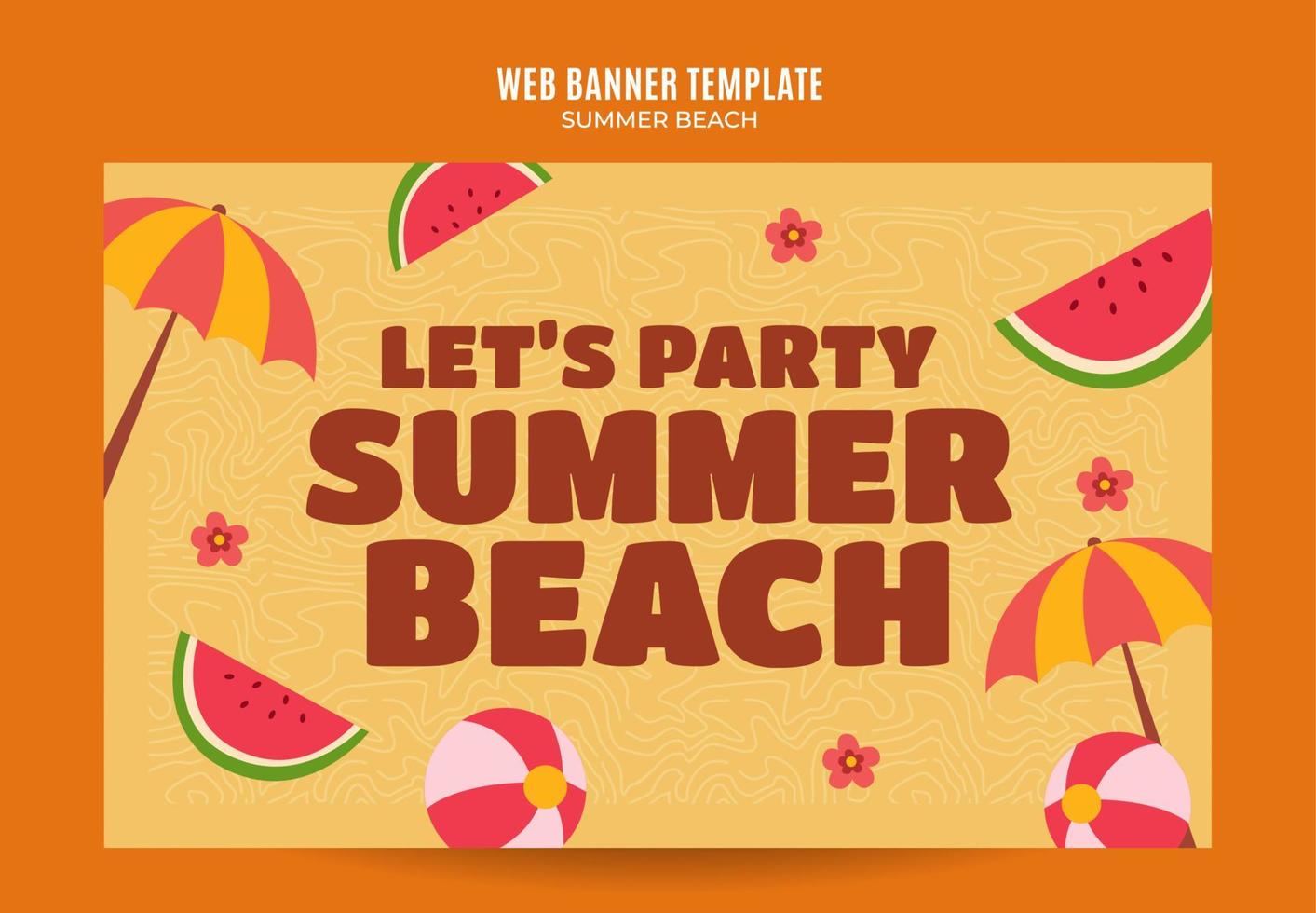 día de verano - banner web de fiesta en la playa para afiche de medios sociales, banner, área espacial y fondo vector