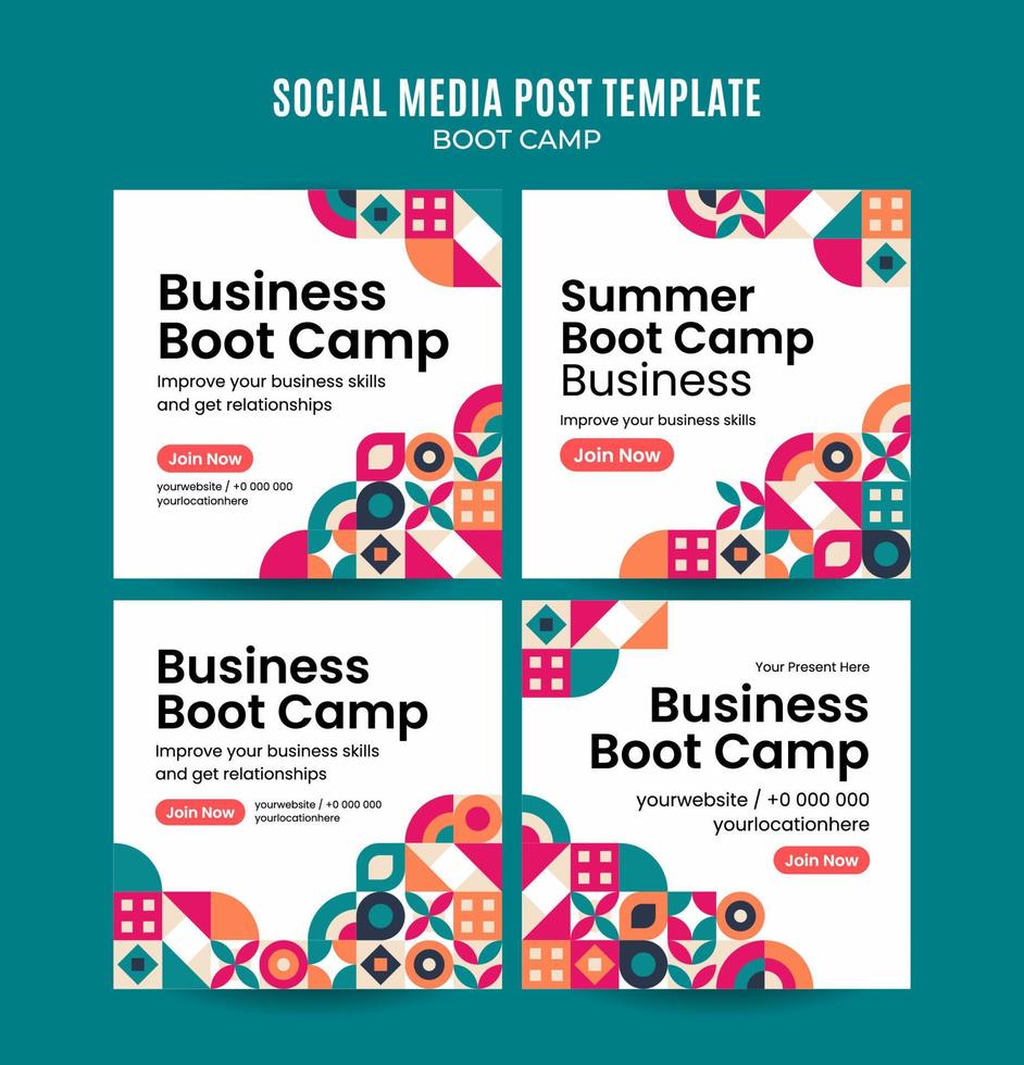 Modern Geometry - Bootcamp Web Banner for Social Media Square Poster, banner, space area and background vector