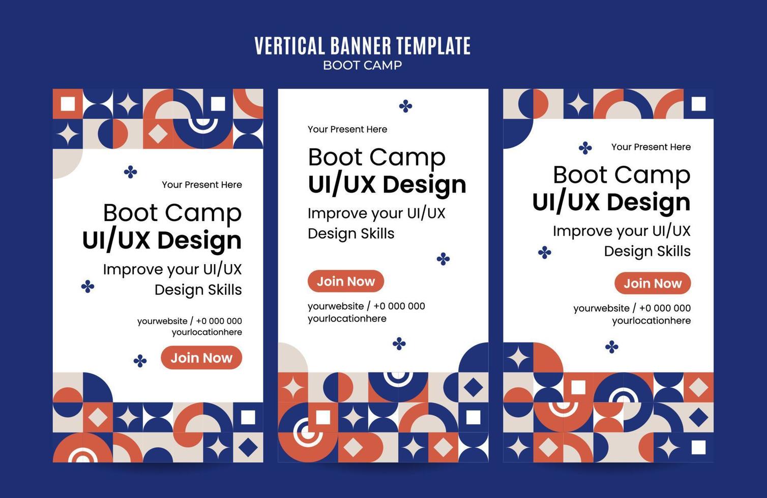 Modern Geometry - Bootcamp Web Banner for Social Media Vertical Poster, banner, space area and background vector