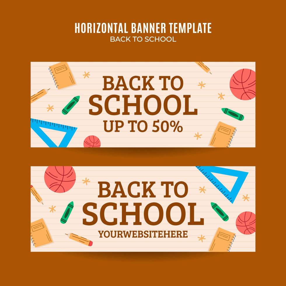 Back to School Web Banner for Social Media Horizontal Poster, banner, space area and background vector