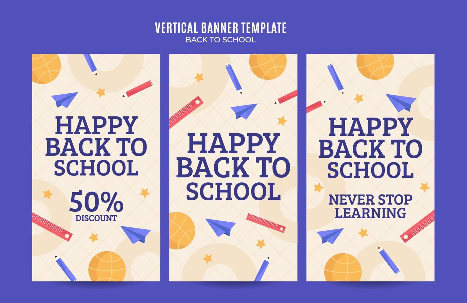 Back to School Web Banner for Social Media Vertical Poster, banner, space area and background vector