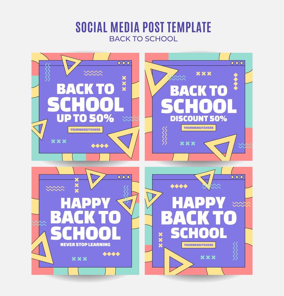 Back to School Web Banner for Social Media Square Poster, banner, space area and background vector