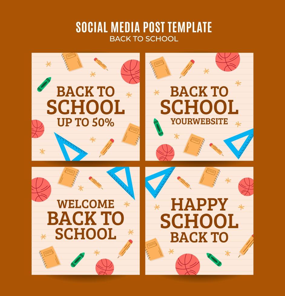 Back to School Web Banner for Social Media Square Poster, banner, space area and background vector