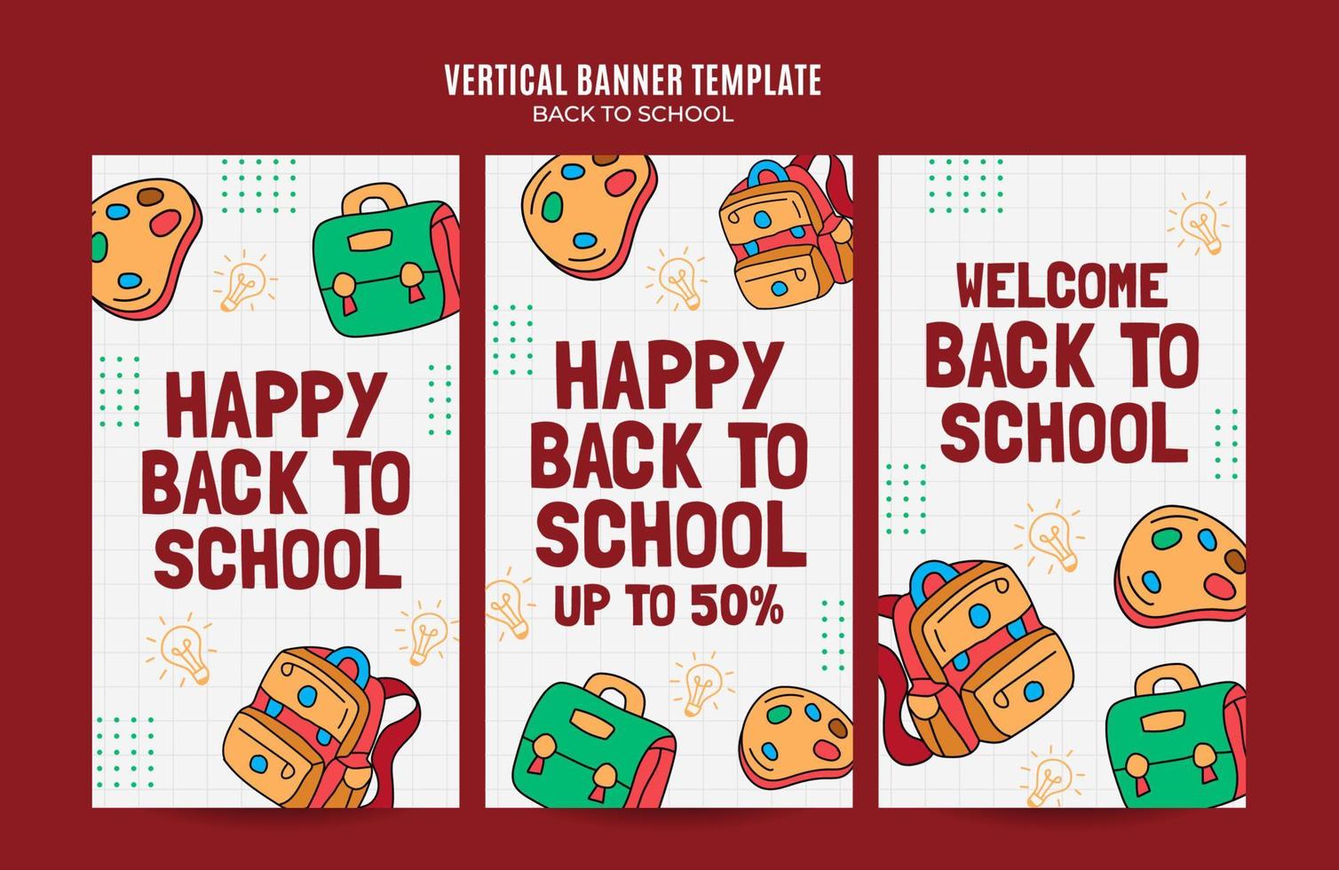 Back to School Web Banner for Social Media Vertical Poster, banner, space area and background vector